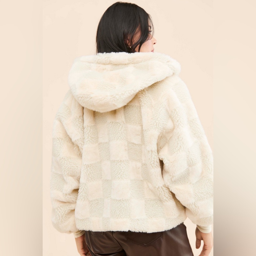 Anthropologie Cropped Faux Fur Hoodie Jacket - Picture 3 of 8